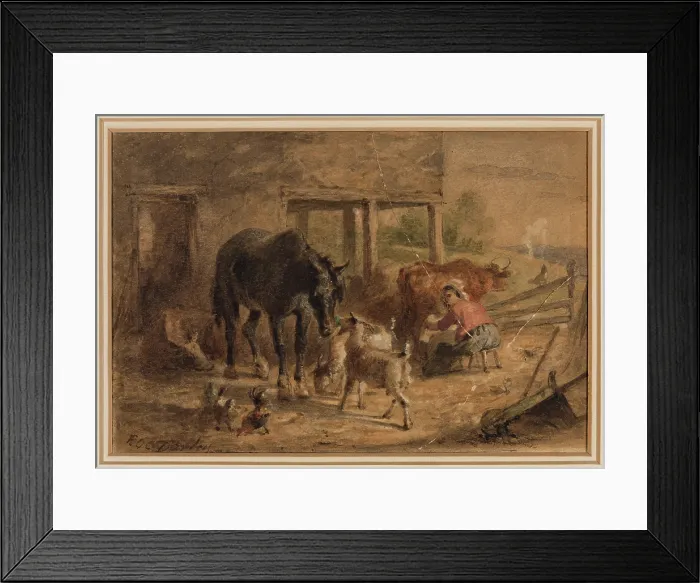 Framed Print : Farmyard, between 1842 and 1888. Creator: Felix Octavius Carr Darley Framed Print : Farmyard, between 1842 and 1888. Creator: Felix Octavius Carr Darley