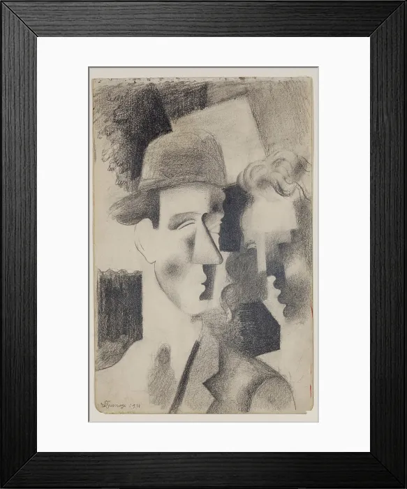 Framed Print : Two Heads, 1921. Creator: Roger de la Fresnaye Framed Print : Two Heads, 1921. Creator: Roger de la Fresnaye