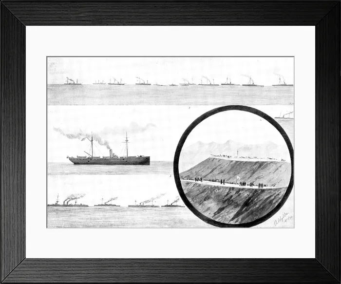 Framed Print : The War in Eastern Asia: sketches off Wei-Hai-Wei, 1895. Creator: George Meisenbach Framed Print : The War in Eastern Asia: sketches off Wei-Hai-Wei, 1895. Creator: George Meisenbach