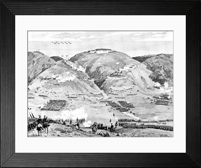 Framed Print : The War in Eastern Asia: the Storming of Port Arthur by the Japanese, 1895. Creator: George Meisenbach Framed Print : The War in Eastern Asia: the Storming of Port Arthur by the Japanese, 1895. Creator: George Meisenbach