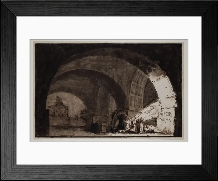 Framed Print : A Vast Crypt with Tombs, between 1758 and 1823. Creator: Felice Giani Framed Print : A Vast Crypt with Tombs, between 1758 and 1823. Creator: Felice Giani