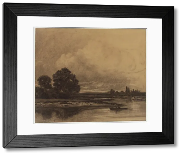 Framed Print : Boat on the River, 19th century. Creator: Charles Francois Daubigny Framed Print : Boat on the River, 19th century. Creator: Charles Francois Daubigny