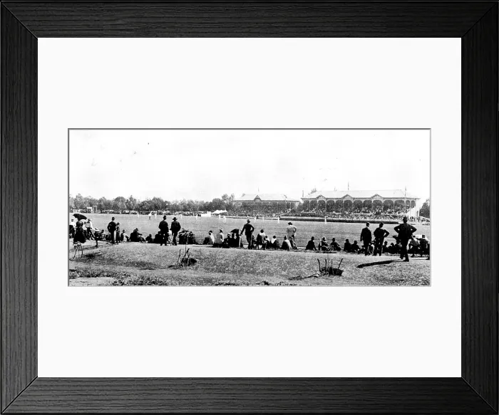 Framed Print : English cricketers in Australia: the Adelaide Cricket Oval (the English team in the field), 1895. Creator: Scott Barry Framed Print : English cricketers in Australia: the Adelaide Cricket Oval (the English team in the field), 1895. Creator: Scott Barry