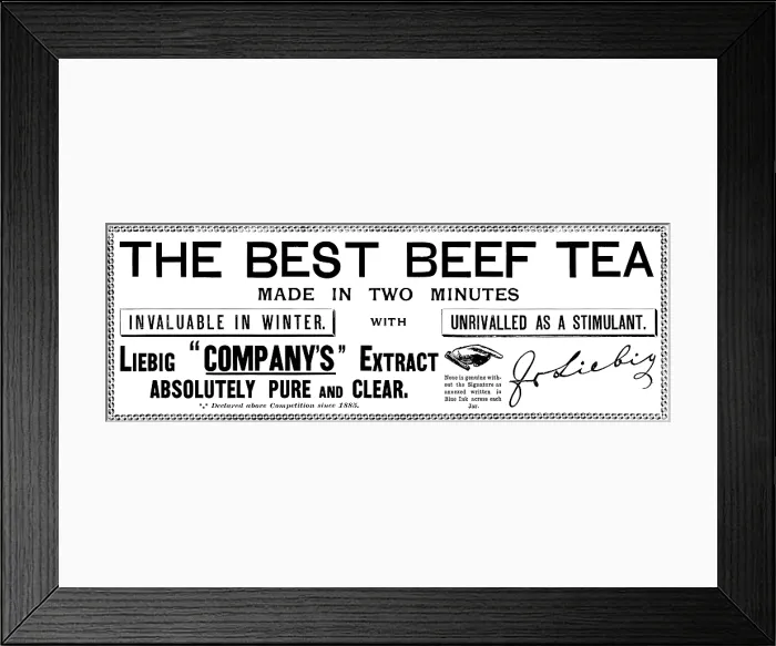 Framed Print : Advertisement for Liebig's Beef Tea, 1895. Creator: Unknown. Advertisement for Liebig's Beef Tea, 1895. Creator: Unknown