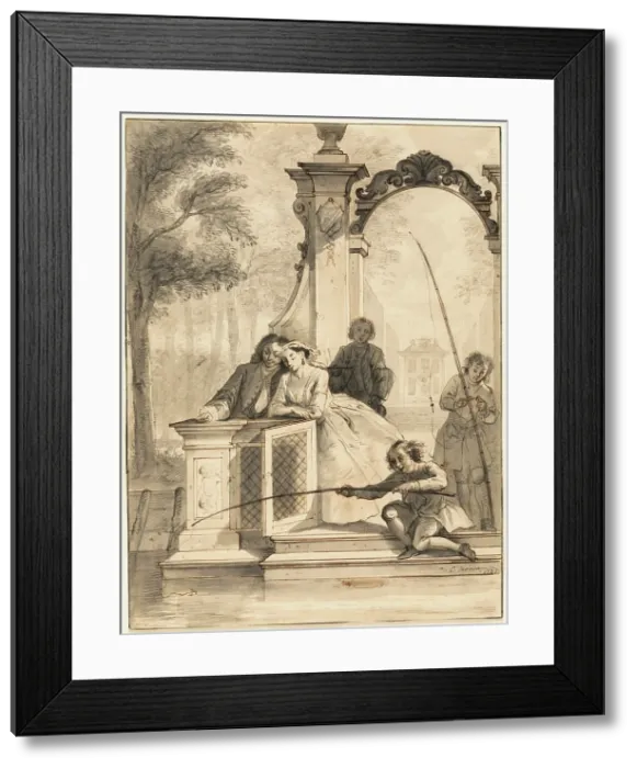 Framed Print : Fishing Party, 1738. Creator: Cornelis Troost Framed Print : Fishing Party, 1738. Creator: Cornelis Troost