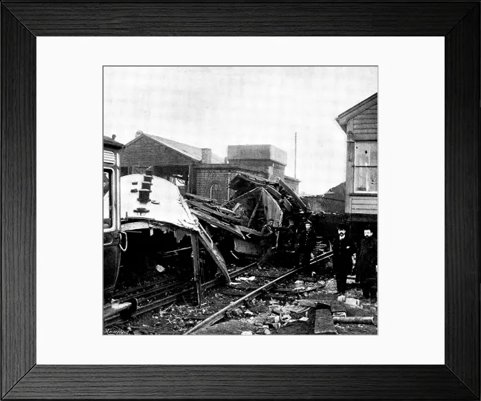Framed Print : The Railway Disaster at Chelford, near Crewe: some of the wrecked carriages, 1895. Creator: B. R. Leech Framed Print : The Railway Disaster at Chelford, near Crewe: some of the wrecked carriages, 1895. Creator: B. R. Leech