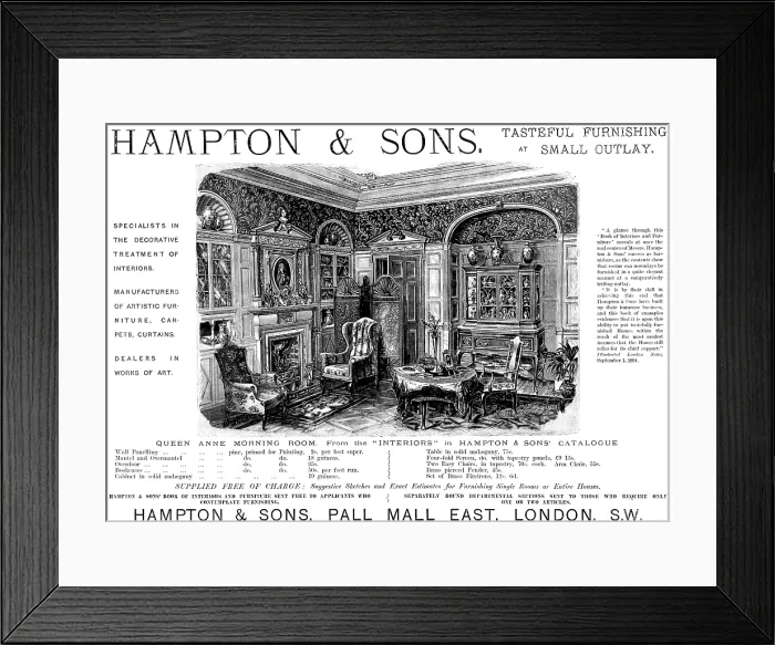 Framed Print : Advertisement for Hampton & Sons, furniture, 1895. Creator: Unknown Framed Print : Advertisement for Hampton & Sons, furniture, 1895. Creator: Unknown