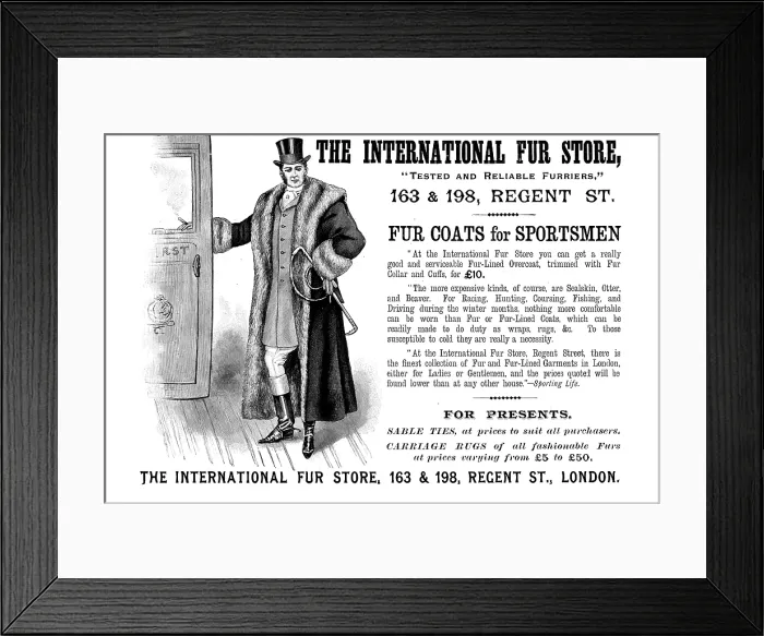 Framed Print : Advertisement for the International Fur Store, 1895. Creator: Unknown Framed Print : Advertisement for the International Fur Store, 1895. Creator: Unknown