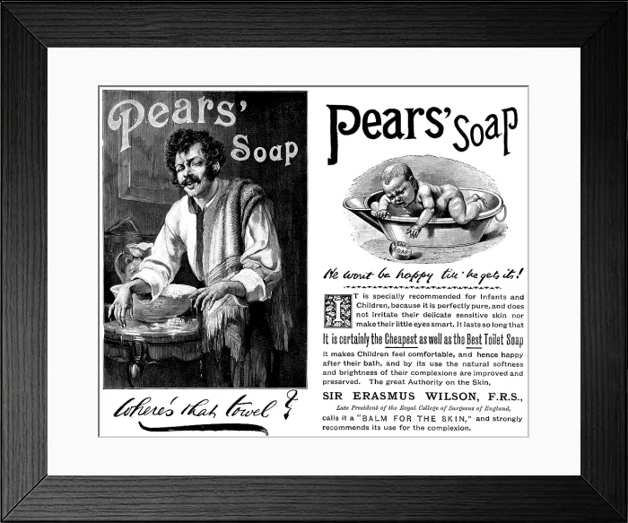 Framed Print : Advertisement for Pears Soap, 1895. Creator: Unknown. Advertisement for Pears Soap, 1895. Creator: Unknown Framed Print : Advertisement for Pears Soap, 1895. Creator: Unknown. Advertisement for Pears Soap, 1895. Creator: Unknown