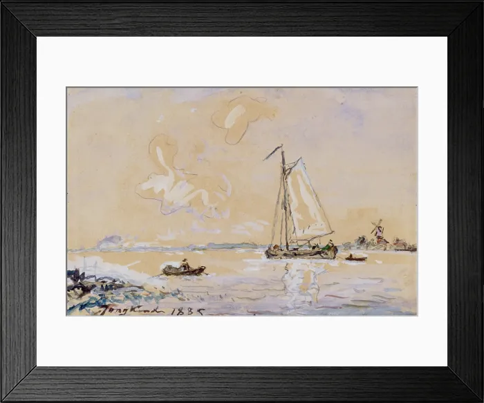 Framed Print : Boats on a River, 1885. Creator: Johan Barthold Jongkind Framed Print : Boats on a River, 1885. Creator: Johan Barthold Jongkind