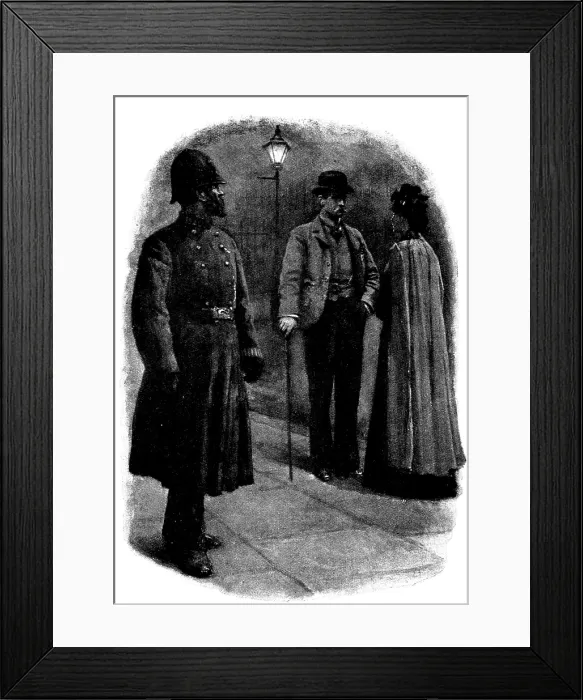 Framed Print : Eve's Ransom...A policeman passing threw a glance at them, 1895. Creator: George Meisenbach. Eve's Ransom...A policeman passing threw a glance at them, 1895 Framed Print : Eve's Ransom...A policeman passing threw a glance at them, 1895. Creator: George Meisenbach. Eve's Ransom...A policeman passing threw a glance at them, 1895