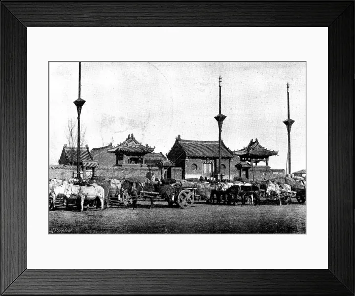 Framed Print : The War in Eastern Asia: carts with stores leaving Niuchuang for Mukden, 1895. Creator: Unknown Framed Print : The War in Eastern Asia: carts with stores leaving Niuchuang for Mukden, 1895. Creator: Unknown