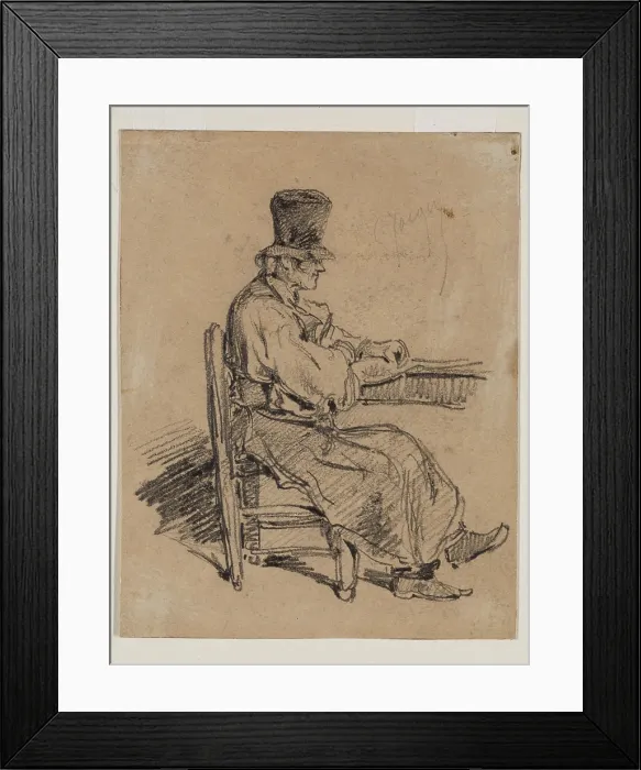 Framed Print : Old Man Seated at a Table, 19th century. Creator: Charles Emile Jacque Framed Print : Old Man Seated at a Table, 19th century. Creator: Charles Emile Jacque