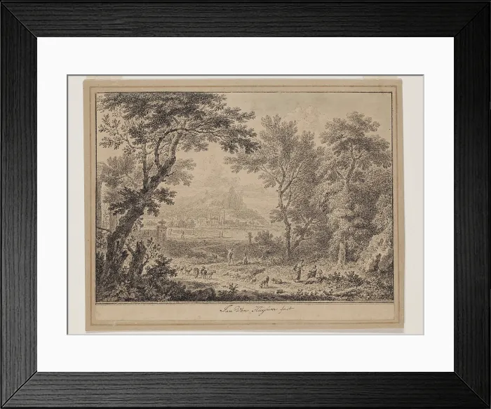 Framed Print : Landscape with Shepherds, between 1682 and 1749. Creator: Jan van Huysum Framed Print : Landscape with Shepherds, between 1682 and 1749. Creator: Jan van Huysum