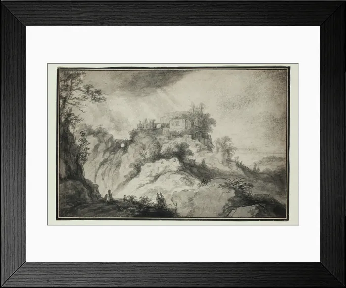 Framed Print : Mountain Landscape with Ruins, c1630. Creator: Pieter Dircksz Santvoort Framed Print : Mountain Landscape with Ruins, c1630. Creator: Pieter Dircksz Santvoort