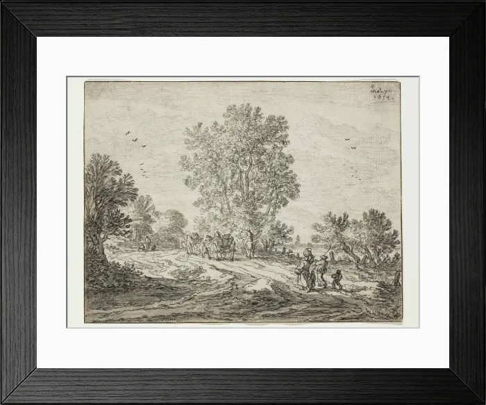 Framed Print : Landscape with Figures, 1654. Creator: Pieter Molijn