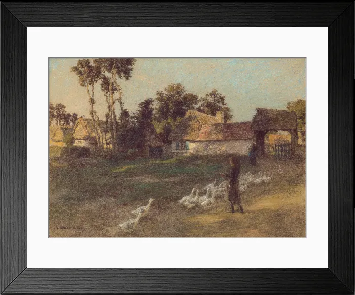 Framed Print : The Return of the Geese, 19th or early 20th century. Creator: Leon-Augustin Lhermitte Framed Print : The Return of the Geese, 19th or early 20th century. Creator: Leon-Augustin Lhermitte