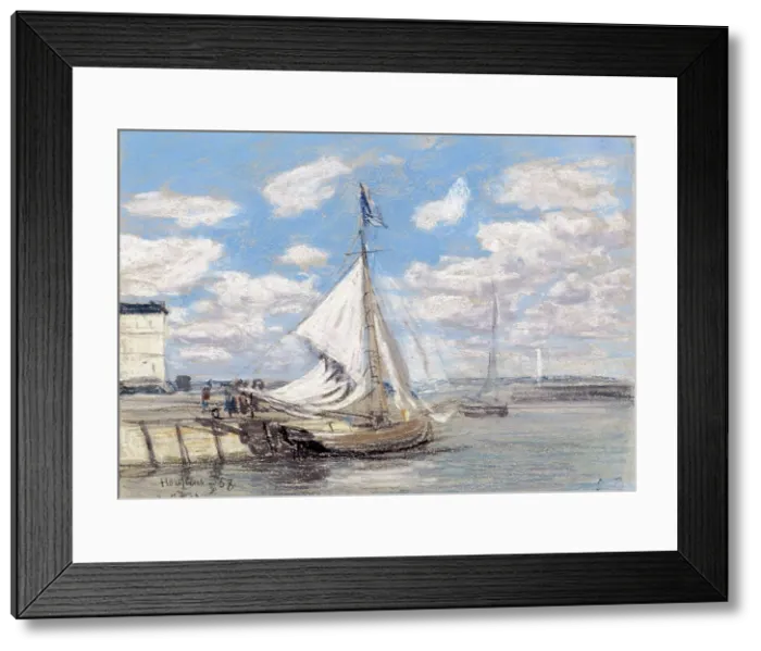 Framed Print : Fishing Boat in Honfleur Harbor, 1858. Creator: Eugene Louis Boudin Framed Print : Fishing Boat in Honfleur Harbor, 1858. Creator: Eugene Louis Boudin