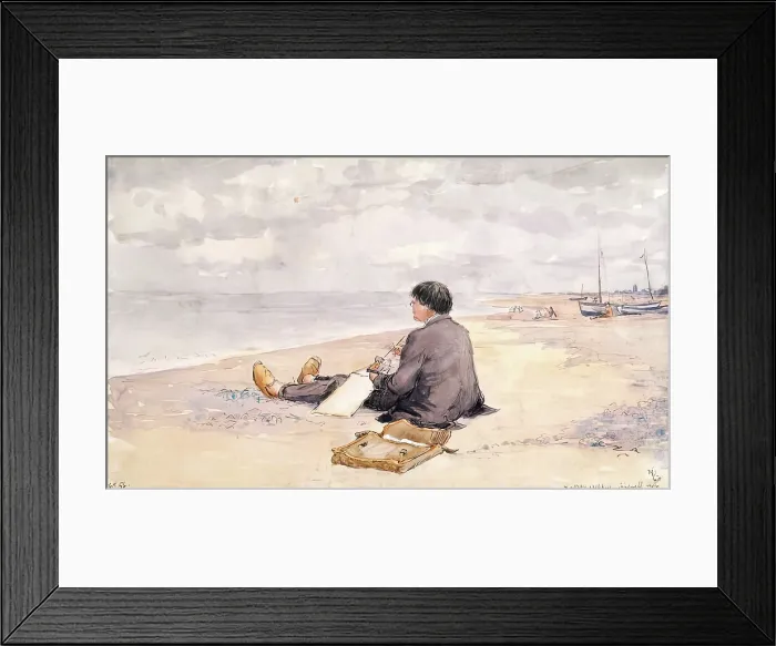 Framed Print : Sizewell - James McBey Sketching, 1914. Creator: Martin Hardie Framed Print : Sizewell - James McBey Sketching, 1914. Creator: Martin Hardie