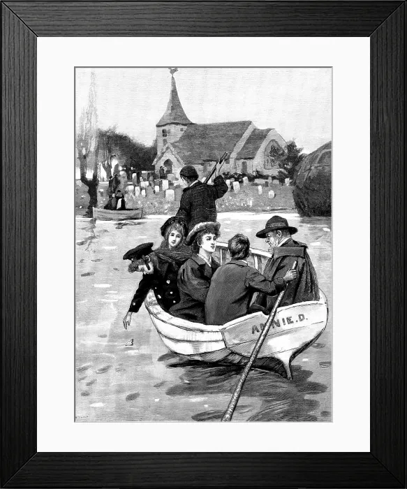 Framed Print : Going to church: an incident during the Floods, 1895. Creator: R. Taylor Framed Print : Going to church: an incident during the Floods, 1895. Creator: R. Taylor