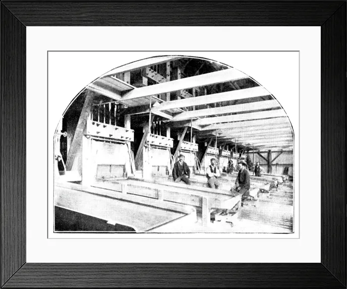 Framed Print : The Buffelsdoorn Mine: the Battery-Room, 1895. Creator: A. Betton Framed Print : The Buffelsdoorn Mine: the Battery-Room, 1895. Creator: A. Betton