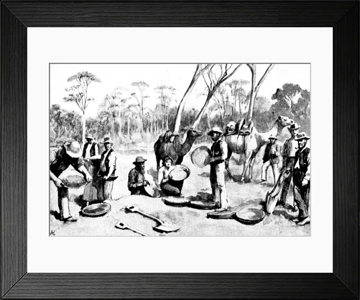 Framed Print : The Coolgardie Goldfields: dry blowing, 1895. Creator: George Meisenbach Framed Print : The Coolgardie Goldfields: dry blowing, 1895. Creator: George Meisenbach