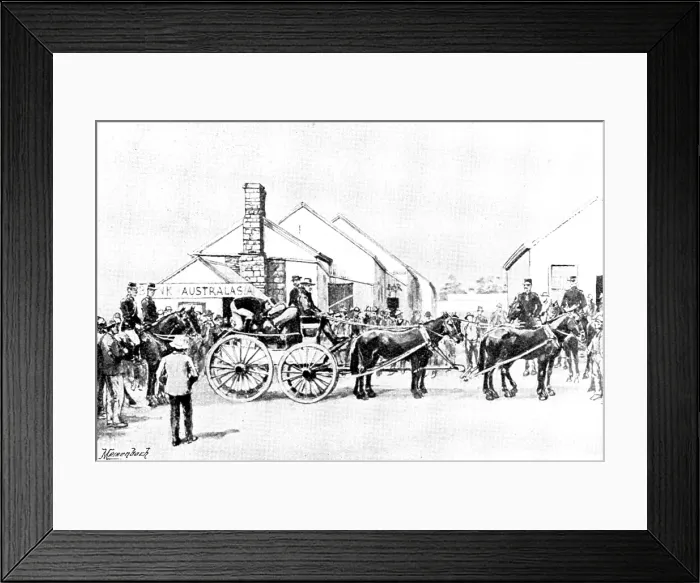 Framed Print : The Coolgardie Goldfields: escort loading up gold, 1895. Creator: George Meisenbach Framed Print : The Coolgardie Goldfields: escort loading up gold, 1895. Creator: George Meisenbach