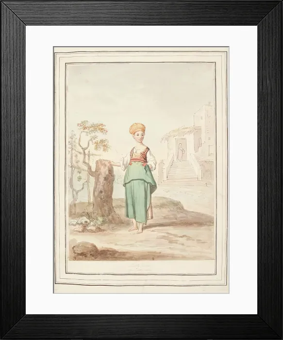 Framed Print : Little Girl of Procida, leaf from A Collection of Dresses by David Allan Mostly from Nature, 1776 Framed Print : Little Girl of Procida, leaf from A Collection of Dresses by David Allan Mostly from Nature, 1776
