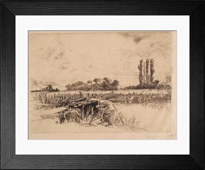 Framed Print : Water Meadows, c1859. Creator: Francis Seymour Haden Framed Print : Water Meadows, c1859. Creator: Francis Seymour Haden