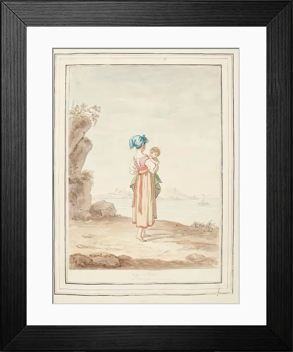 Framed Print : Little Girl and Child Procida, leaf from A Collection of Dresses by David Allan Mostly... 1776 Framed Print : Little Girl and Child Procida, leaf from A Collection of Dresses by David Allan Mostly... 1776