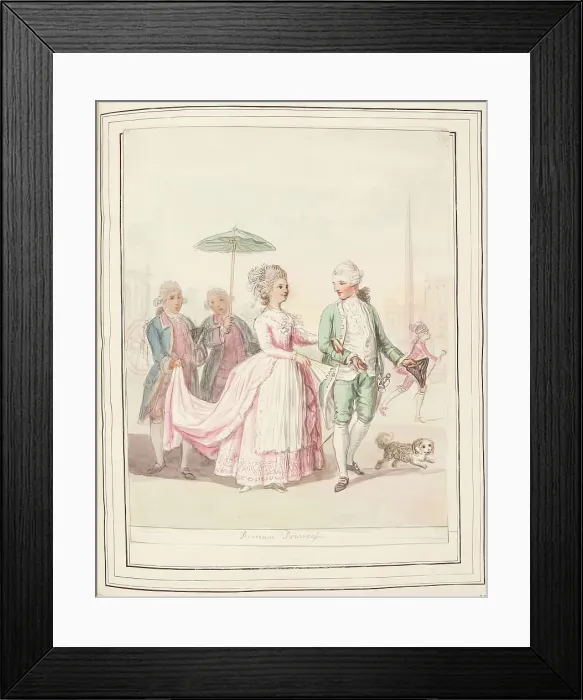 Framed Print : Roman Princess, leaf from A Collection of Dresses by David Allan Mostly from Nature, 1776