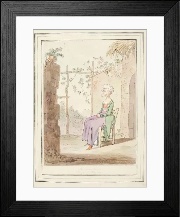 Framed Print : Saturdays Head Dress of Procida, leaf from A Collection of Dresses by David Allan... 1776 Framed Print : Saturdays Head Dress of Procida, leaf from A Collection of Dresses by David Allan... 1776