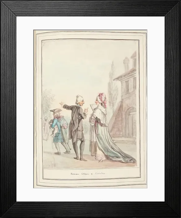 Framed Print : Roman Citizens, leaf from A Collection of Dresses by David Allan Mostly from Nature, 1776 Framed Print : Roman Citizens, leaf from A Collection of Dresses by David Allan Mostly from Nature, 1776