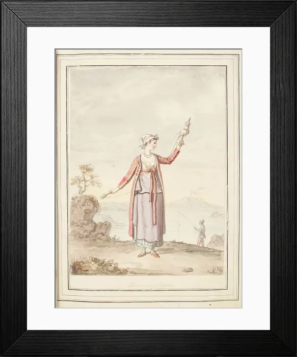 Framed Print : Spinner of Procida, leaf from A Collection of Dresses by David Allan Mostly from Nature, 1776 Framed Print : Spinner of Procida, leaf from A Collection of Dresses by David Allan Mostly from Nature, 1776