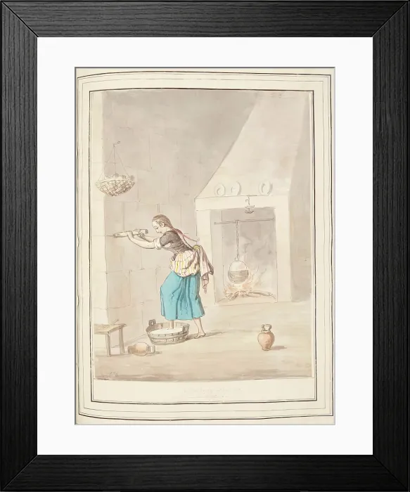Framed Print : Making Butter Minorca, leaf from A Collection of Dresses by David Allan Mostly from Nature, 1776 Framed Print : Making Butter Minorca, leaf from A Collection of Dresses by David Allan Mostly from Nature, 1776