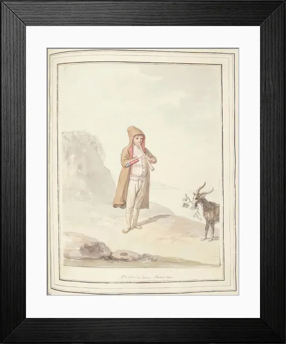 Framed Print : Shepherd Boy Procida, leaf from A Collection of Dresses by David Allan Mostly from Nature, 1776 Framed Print : Shepherd Boy Procida, leaf from A Collection of Dresses by David Allan Mostly from Nature, 1776