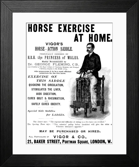 Framed Print : Advertisement for Vigor's Horse-Action Saddle, 1895. Creator: Unknown. Advertisement for Vigor's Horse-Action Saddle, 1895. Creator: Unknown Framed Print : Advertisement for Vigor's Horse-Action Saddle, 1895. Creator: Unknown. Advertisement for Vigor's Horse-Action Saddle, 1895. Creator: Unknown
