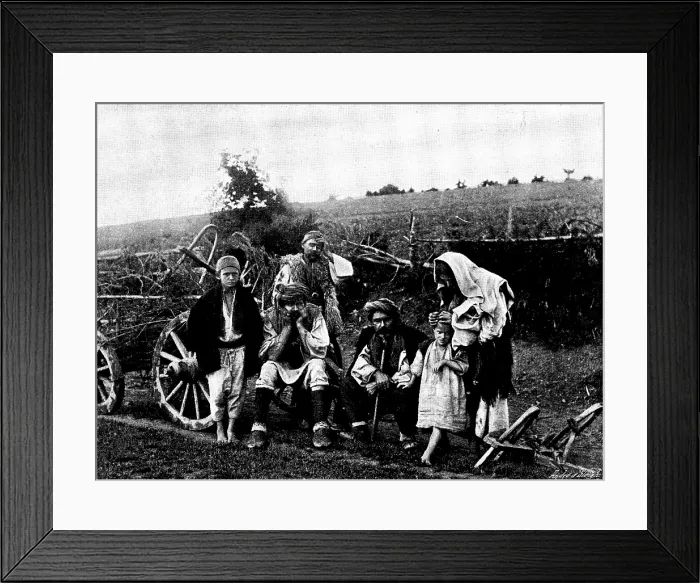 Framed Print : Ten Days in Bosnia - Bosnian peasants and wagon, 1895. Creator: Andre & Sleigh Framed Print : Ten Days in Bosnia - Bosnian peasants and wagon, 1895. Creator: Andre & Sleigh