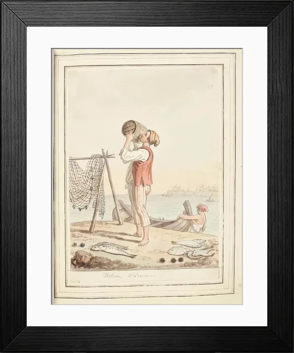 Framed Print : Italian Fisherman, leaf from A Collection of Dresses by David Allan Mostly from Nature, 1776 Framed Print : Italian Fisherman, leaf from A Collection of Dresses by David Allan Mostly from Nature, 1776