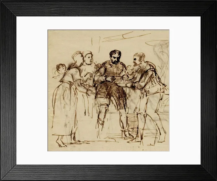 Framed Print : James V and the Miller of Cramond Brig, 1532, (c1820s). Creator: David Wilkie Framed Print : James V and the Miller of Cramond Brig, 1532, (c1820s). Creator: David Wilkie