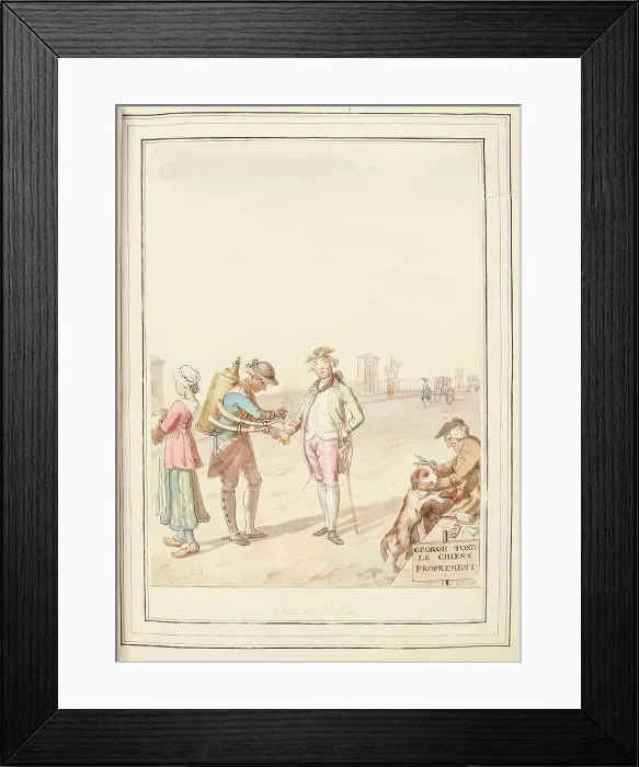 Framed Print : Pont Neuf, Paris, leaf from A Collection of Dresses by David Allan Mostly from Nature, 1776