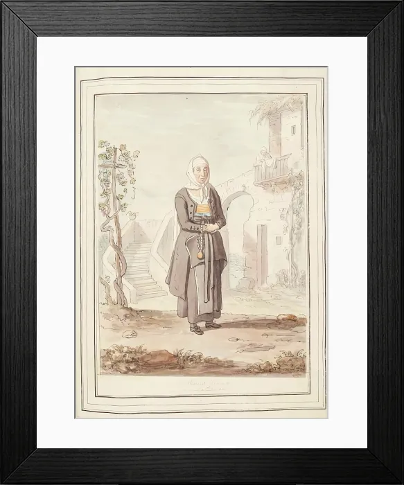 Framed Print : A Widow Woman of Procida, leaf from A Collection of Dresses by David Allan Mostly from Nature, 1776 Creator: David Allan. A Widow Woman of Procida Framed Print : A Widow Woman of Procida, leaf from A Collection of Dresses by David Allan Mostly from Nature, 1776 Creator: David Allan. A Widow Woman of Procida