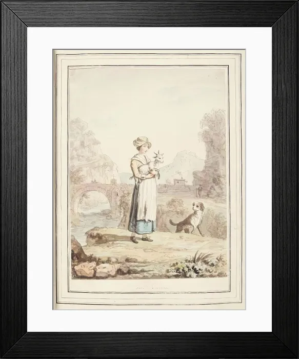 Framed Print : Girl of Savoy, leaf from A Collection of Dresses by David Allan Mostly from Nature, 1776 Framed Print : Girl of Savoy, leaf from A Collection of Dresses by David Allan Mostly from Nature, 1776