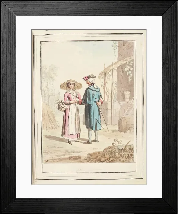 Framed Print : Girl of Piedmont, leaf from A Collection of Dresses by David Allan Mostly from Nature, 1776 Framed Print : Girl of Piedmont, leaf from A Collection of Dresses by David Allan Mostly from Nature, 1776