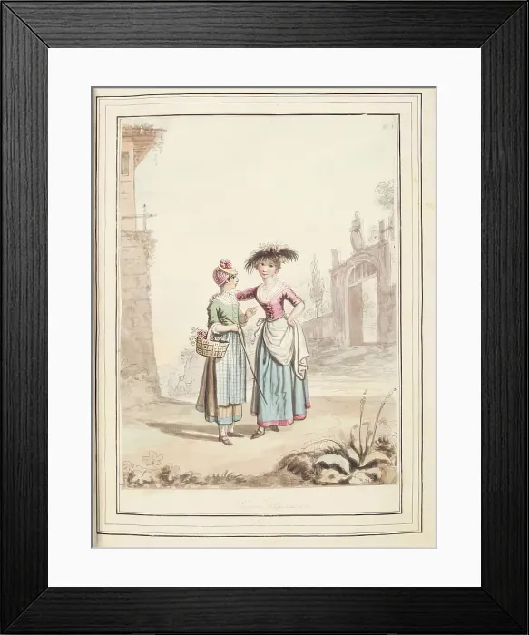 Framed Print : Girls of Parma and Cremona, leaf from A Collection of Dresses by David Allan Mostly from... 1776 Framed Print : Girls of Parma and Cremona, leaf from A Collection of Dresses by David Allan Mostly from... 1776