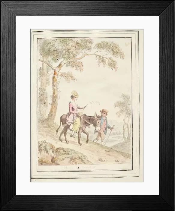 Framed Print : Florentine Travellers, leaf from A Collection of Dresses by David Allan Mostly from Nature, 1776 Framed Print : Florentine Travellers, leaf from A Collection of Dresses by David Allan Mostly from Nature, 1776