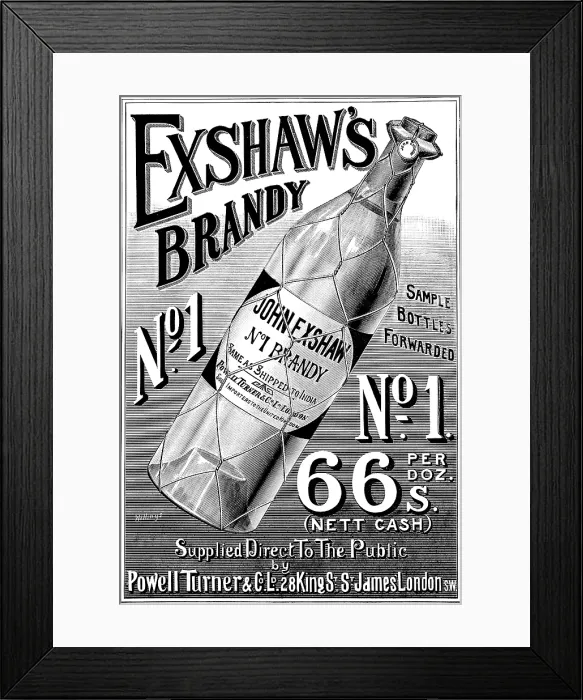 Framed Print : Advertisement for Exshaw's Brandy, 1895. Creator: Unknown. Advertisement for Exshaw's Brandy, 1895. Creator: Unknown Framed Print : Advertisement for Exshaw's Brandy, 1895. Creator: Unknown. Advertisement for Exshaw's Brandy, 1895. Creator: Unknown