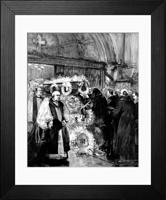 Framed Print : Funeral of Lord Randolph Churchill: the scene in Woodstock Church, 1895. Creator: P Naumann Framed Print : Funeral of Lord Randolph Churchill: the scene in Woodstock Church, 1895. Creator: P Naumann