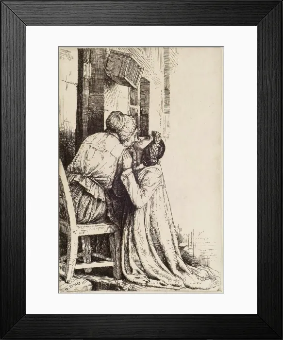 Framed Print : Maggie Ross (The Kiss), 1898. Creator: William Strang Framed Print : Maggie Ross (The Kiss), 1898. Creator: William Strang