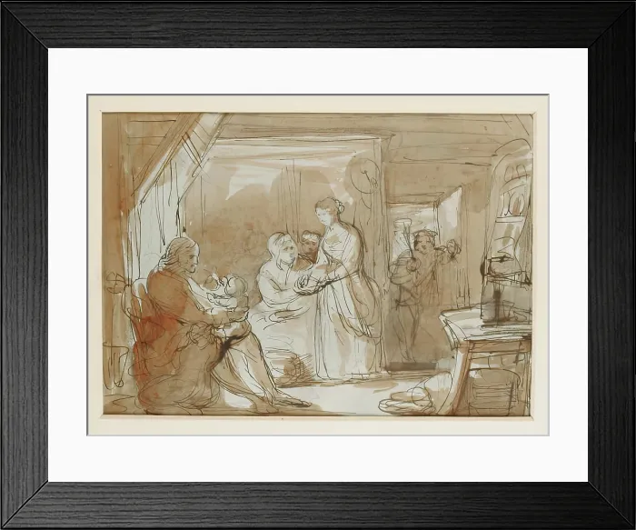 Framed Print : Sketch for a Highland Interior with Figures, c1845. Creator: John Phillip Framed Print : Sketch for a Highland Interior with Figures, c1845. Creator: John Phillip